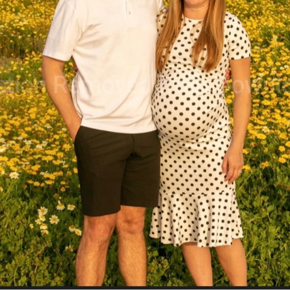 Polka Dot Maternity Dress - Black and White